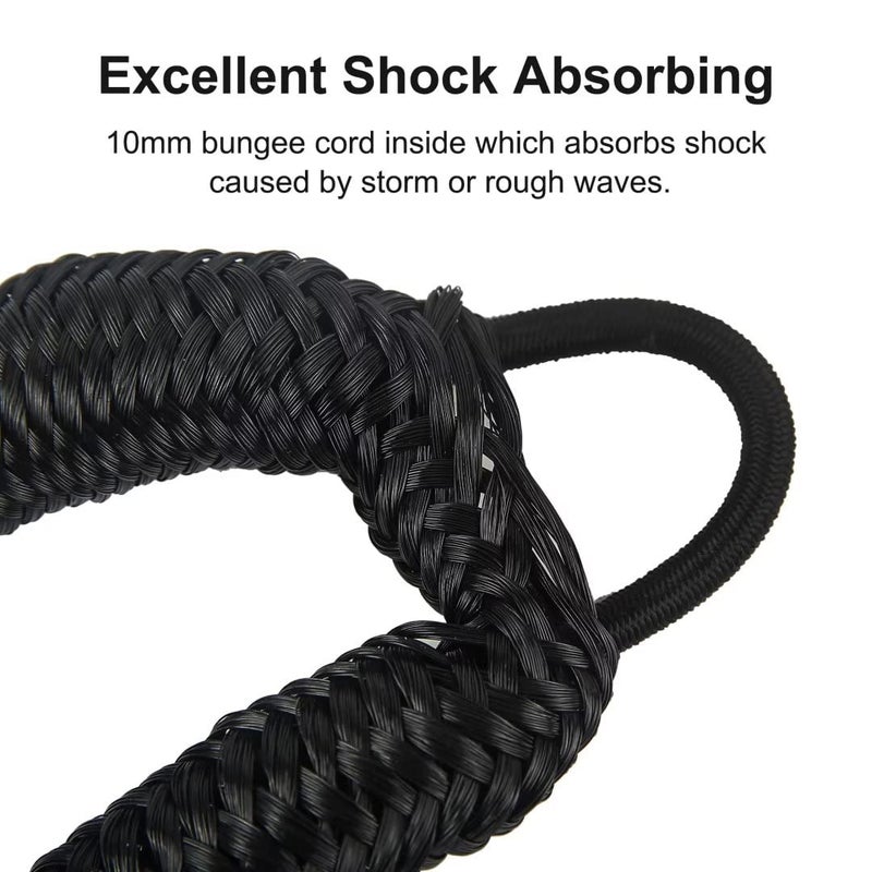 Perixir Bungee Dock Lines, 4-Pack, Black, 4ft (Stretches to 5.5ft), Compatible with Watercraft, Boat Mooring Rope - Image 3